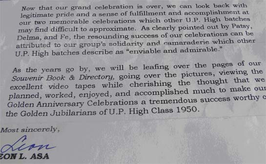 Golden Jubilee Leon Asa Letter Golden Jubilee Leon Asa Letter